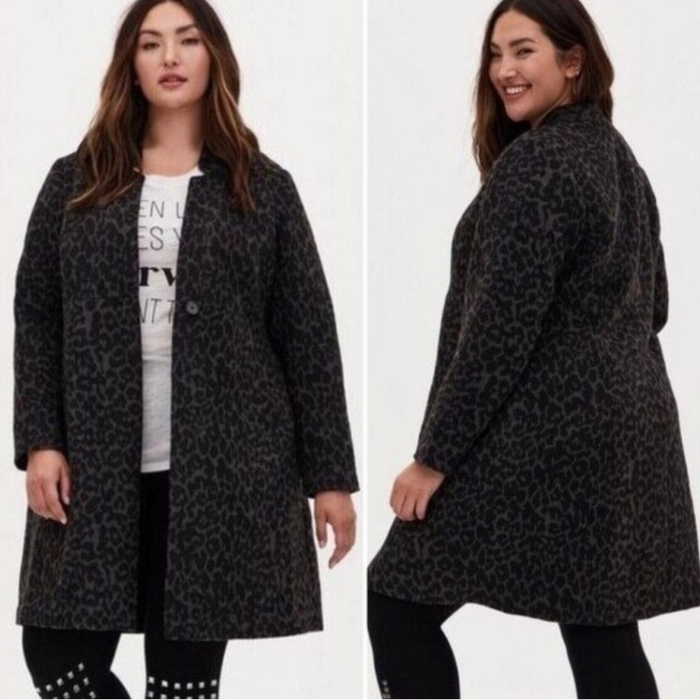 Torrid Size 3 Animal Print Leopard Print Coal Wool Blend